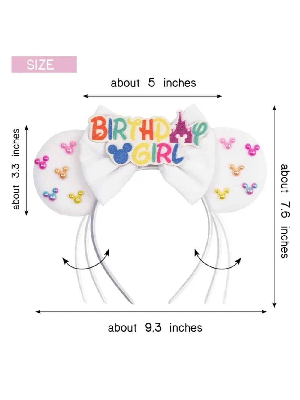 Women White Velvet cotton Candy-Inspired Mickey Mouse Hair Headband